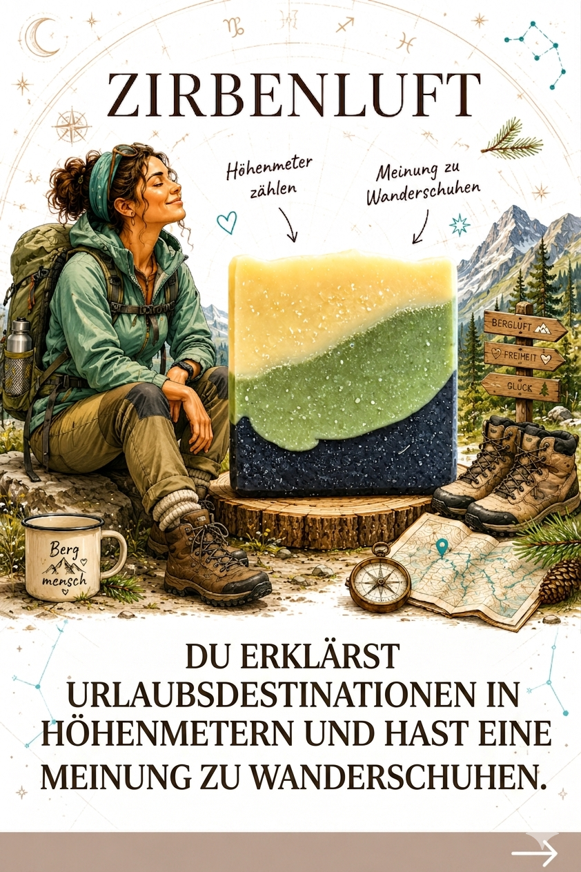 Seifen-Horoskop Zeichen: Zirbenluft — Persönlichkeitsprofil