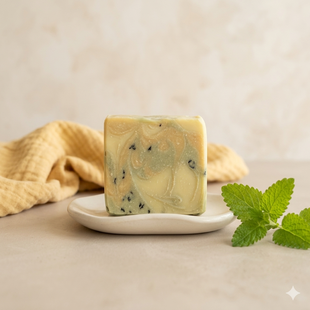 Minze & Lemongrass Naturseife – dreischichtige Naturseife mit Pfefferminz und Lemongrass, belebend, aus Wien